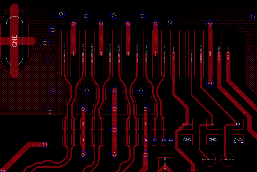 Ground via near connector pad