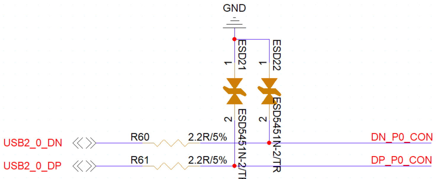 USB2.0signals connected with 2.2 resistor